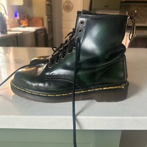 Dr. Martens Black and Green Combat Boots